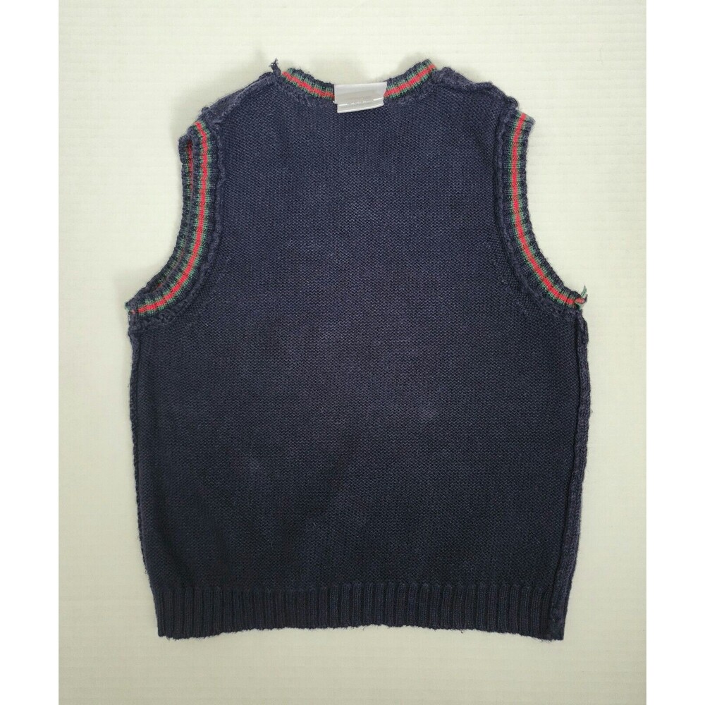 Good Lad of Philadelphia Toddler Ramie Cotton Knit Vest 24M Navy Christmas Train - Picture 5 of 9